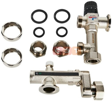 Насосно-смесительный узел с термостатическим клапаном 20-55°С, без насоса ROMMER